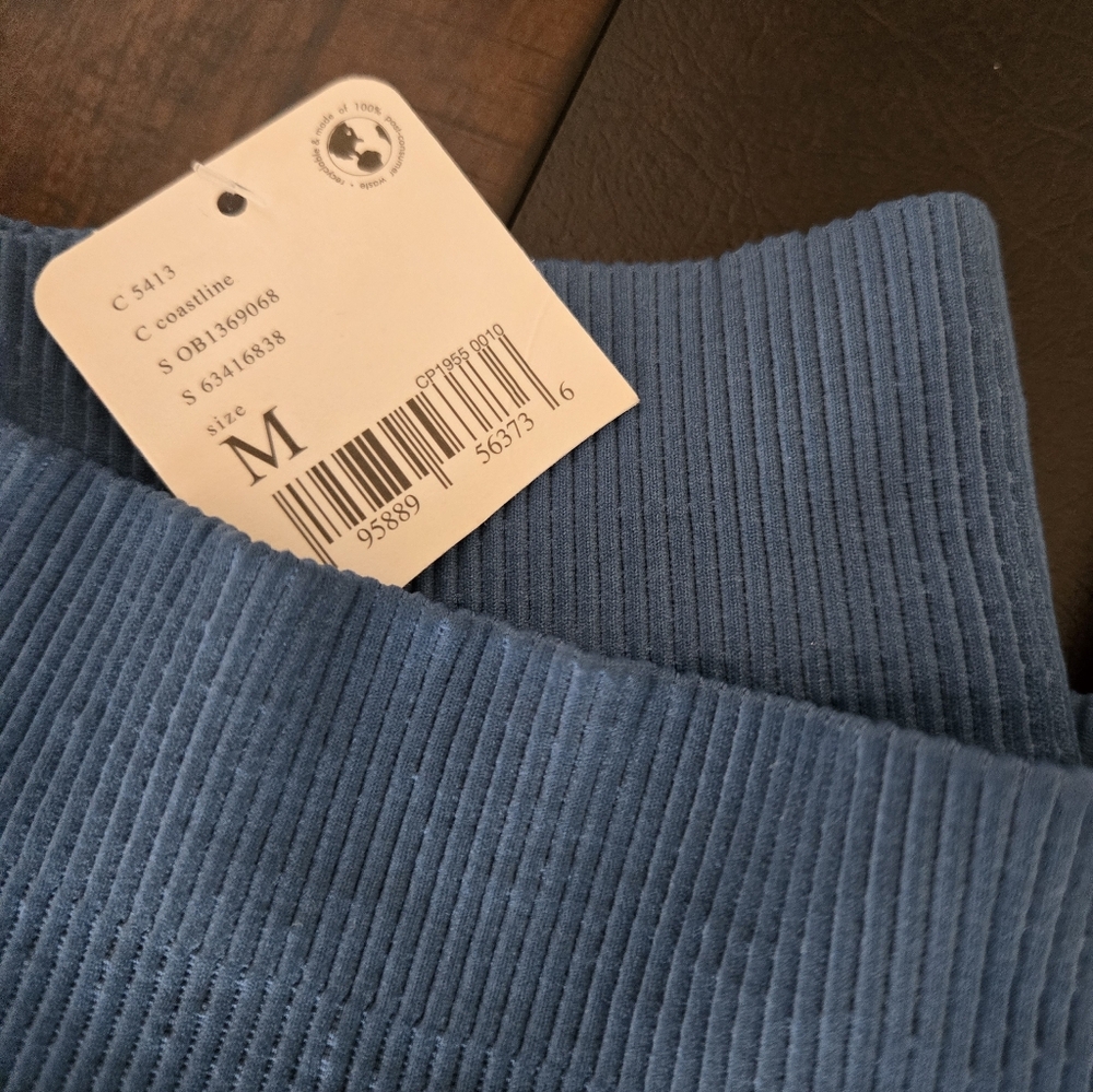 New Free People Sz Med Coastal (Teal) Ribbed Leggings  (Fit More Like A Small)